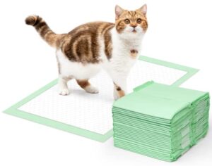 mizok cat pads 16.9x11.4in refills for litter box, 6-layer leak-proof super absorbent up to 15-cup green tea odor-control, disposable (30 counts)