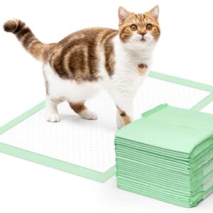 MIZOK Cat Pads 16.9x11.4in Refills for Litter Box, 6-Layer Leak-Proof Super Absorbent Up to 15-Cup Green Tea Odor-Control, Disposable (30 Counts)