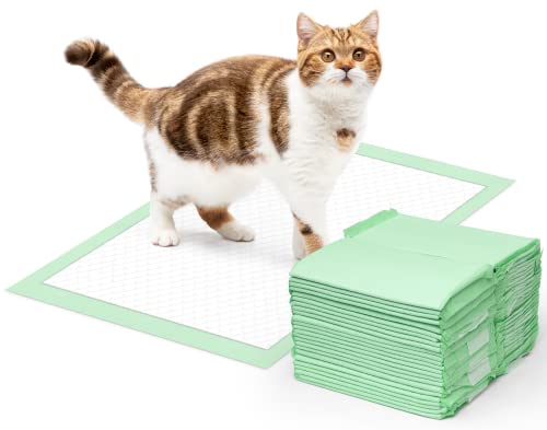 MIZOK Cat Pads 16.9x11.4in Refills for Litter Box, 6-Layer Leak-Proof Super Absorbent Up to 15-Cup Green Tea Odor-Control, Disposable (30 Counts)