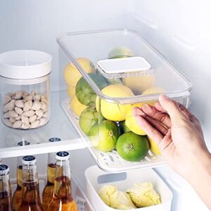 GEDLIRE Produce Saver Containers for Refrigerator 3 Pack, Stackable Plastic Fridge Food Fruit Vegetables Storage Bins with Vented Lids, Clear Freezer Fresh Keeper Organizers and Storage Container Set