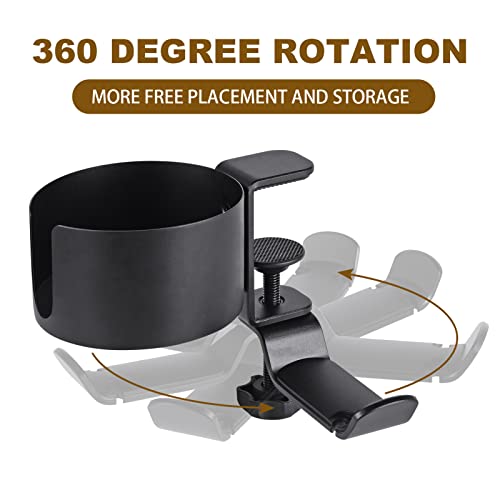 AirTaxiing Desk Cup Holder with Headphone Hanger for Desk in Home, Anti-Spill Cup Holder for Desk, Table Cup Holder for Water Bottles, Wheelchairs, Workstations, Gaming Desk Accessories