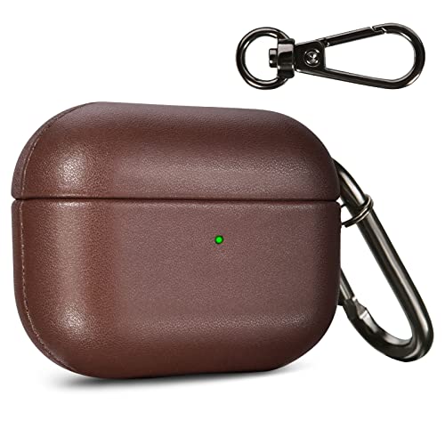 AIRSPO Case for AirPods Pro, Leather AirPods Pro Case Cover Compatible with Apple Airpods Pro Charging Case AirPod Pro Protective with Keychain (Brown)