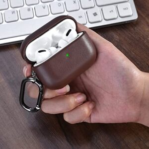 AIRSPO Case for AirPods Pro, Leather AirPods Pro Case Cover Compatible with Apple Airpods Pro Charging Case AirPod Pro Protective with Keychain (Brown)