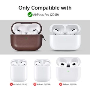 AIRSPO Case for AirPods Pro, Leather AirPods Pro Case Cover Compatible with Apple Airpods Pro Charging Case AirPod Pro Protective with Keychain (Brown)