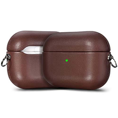 AIRSPO Case for AirPods Pro, Leather AirPods Pro Case Cover Compatible with Apple Airpods Pro Charging Case AirPod Pro Protective with Keychain (Brown)