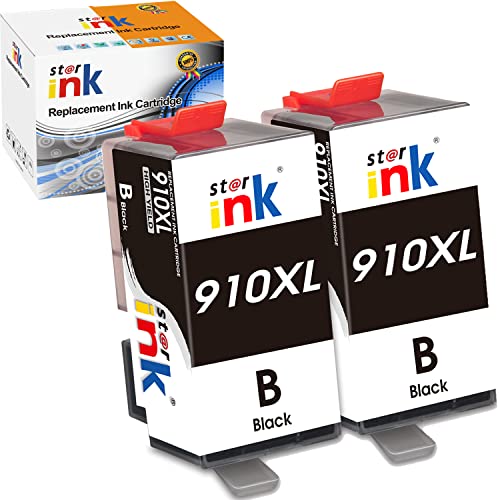 st@r ink Upgraded Compatible Ink Cartridge Replacement for HP 910XL 910 XL hp910 hp910xl Work with OfficeJet 8025 8035 8022 8020 8028 8025e 8035e Printer(Black) 2 Packs