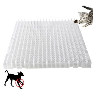 16 pack cat deterrent outdoor scat mat 16 x 13 inch cat counter deterrent mat plastic spikes for cats dogs training mat for indoor outdoor supplies, 18.3 square feet