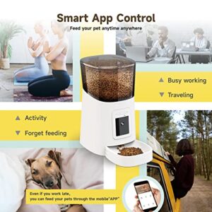 Onliciple 6L Automatic Cat Feeder with HD Camera, Smart WiFi Pet Feeder with App Control, 2-Way Audio, Low Food Alarm, Timed Dog Food Dispenser, HD Video with IR Night Vision, Up to 12 Meals Per Day