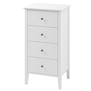 ttview 4 drawer dresser, antique wide chest of drawers with solid frame, closet dresser tall storage chest cabinet nightstand for living room, bathroom, entryway, white