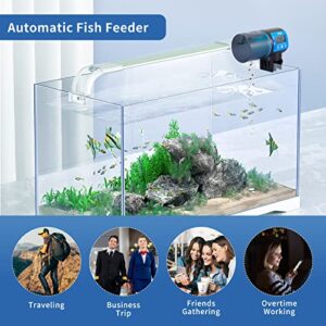 Auto Fish Feeder for Aquarium, FYD Automatic Fish Feeder Food Timer Dispenser for Small Fish Tank, Vacation, Goldfish, 4 Feeding Time/Rotation Adjustable