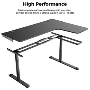 EUREKA ERGONOMIC L Shaped Gaming Desk, 60 Inch L60 Home Office Corner PC Computer Gamer Table Large Writing Workstation Gifts w Mouse Pad Cable Management, Space Saving, Easy to Assemble, Right Black