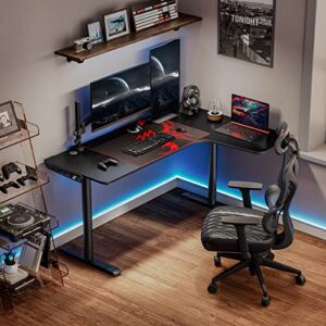 EUREKA ERGONOMIC L Shaped Gaming Desk, 60 Inch L60 Home Office Corner PC Computer Gamer Table Large Writing Workstation Gifts w Mouse Pad Cable Management, Space Saving, Easy to Assemble, Right Black