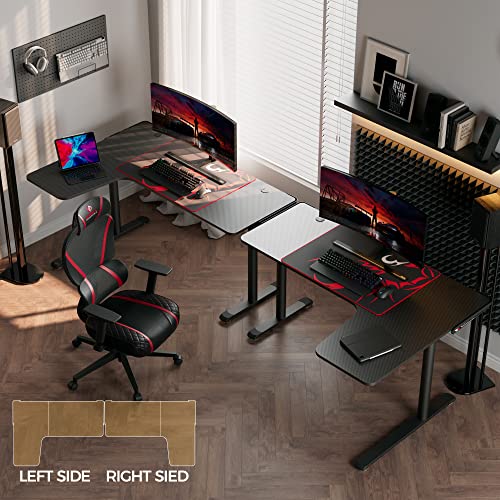 EUREKA ERGONOMIC L Shaped Gaming Desk, 60 Inch L60 Home Office Corner PC Computer Gamer Table Large Writing Workstation Gifts w Mouse Pad Cable Management, Space Saving, Easy to Assemble, Right Black