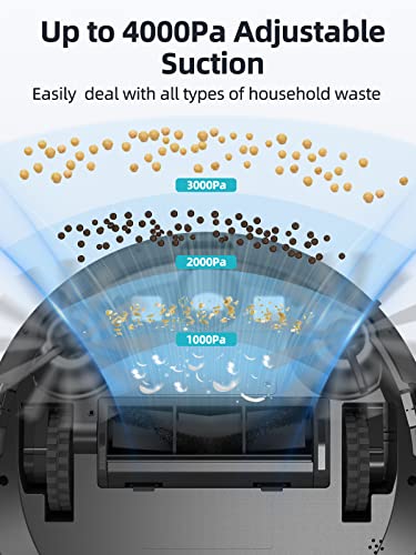 HONITURE Robot Vacuum Cleaner, G20 Robot Vacuum and Mop Combo 3 in 1, 4000pa Strong Suction, Self-Charging, App&Remote&Voice Control, Compatible with Alexa, Ideal for Carpet, Hard Floor, Pet Hair.