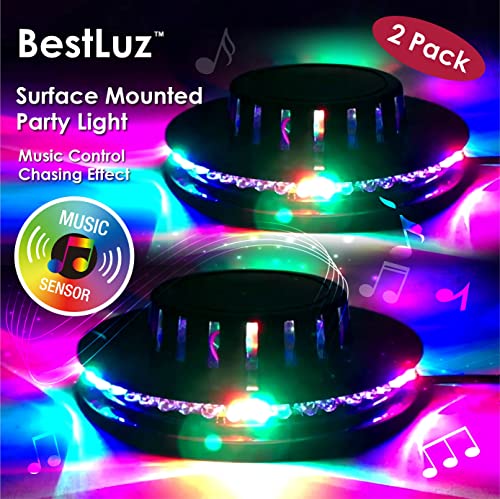 BestLuz Sound Activated Party Lights x2 Pack, USB Powered DJ Disco Lights for Parties, Birthday Party Decorations, Halloween Party Supplies, RGB Lights Sync with Music, Wall Mount Installation.