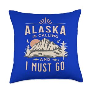alaska is calling i must go by art-wear alaska is calling i must go adventure travel apparel novelty throw pillow, 18x18, multicolor