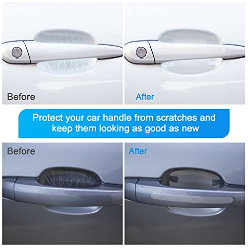 Car Door Handle Scratch Protector, Transparent Universal Car Door Handle Cup Protector Film Waterproof Anti-Scratch Car Decals, Suitable for Cars, Trucks, SUVs (12 Pieces)