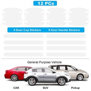 Car Door Handle Scratch Protector, Transparent Universal Car Door Handle Cup Protector Film Waterproof Anti-Scratch Car Decals, Suitable for Cars, Trucks, SUVs (12 Pieces)