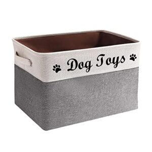 tomlster dog toy box large - dog toy basket, collapsible, for dog toy storage, dog toy bin with comfortable handles, suitable for storage of dog toys, dog accessories - grey