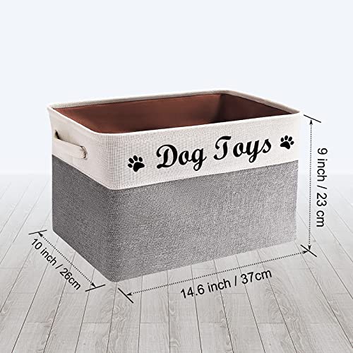 Tomlster Dog Toy Box Large - Dog Toy Basket, Collapsible, for Dog Toy Storage, Dog Toy Bin with Comfortable Handles, Suitable for Storage of dog toys, dog accessories - Grey