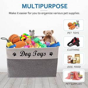 Tomlster Dog Toy Box Large - Dog Toy Basket, Collapsible, for Dog Toy Storage, Dog Toy Bin with Comfortable Handles, Suitable for Storage of dog toys, dog accessories - Grey