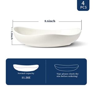 KITCHENLESTAR 8 inch Porcelain Dinner Plates, Large Size Serving Plate for Salad, Pancakes, Steak, Set of 6 (White-1)