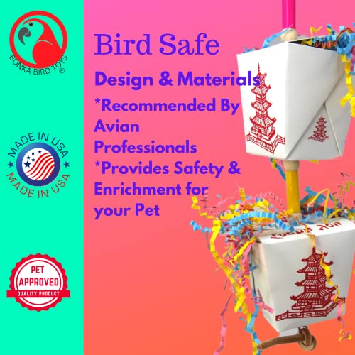 Bonka Bird Toys 3874 Duo Take Out Small Medium Bird Toy Oyster Pail Treat Box Foraging Paper Chew Shred Cockatiel Parakeet Conures and Other Similar Birds