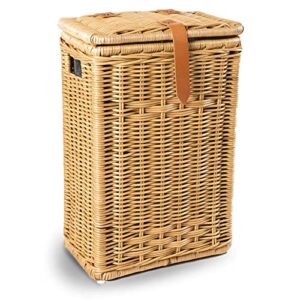 the basket lady wicker kitchen trash basket with metal liner, 16 in l x 10.5 in w x 24 in h, sandstone