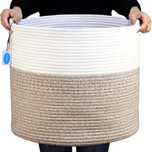 casaphoria large cotton rope storage baskets for organizing with built-in handles,tall woven laundry hamper, blanket basket for living room, round woven storage baskets for pillows, towels