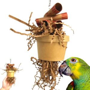 Bonka Bird Toys 3868 Money Pot Small Medium Bird Toy Treat Box Foraging Paper Chew Coin Tube Shred Cockatiel Parakeet Conures and Other Similar Birds