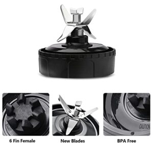 Blender Replacement Parts – 6 Fins Replacement Blade for 16Oz Ninja Cup – Stainless Steel and Food-Grade Plastic – Easy Installation – Dishwasher Safe