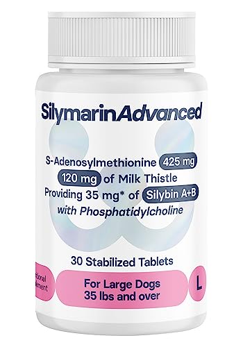 SilymarinAdvanced Liver Health Supplement for Large Dogs Combining S-Adenosylmethionine (Same) and Silybin, Liver Tablets, Cognitive Support, Pet Essentials & Wellbeing, 30 Tablets