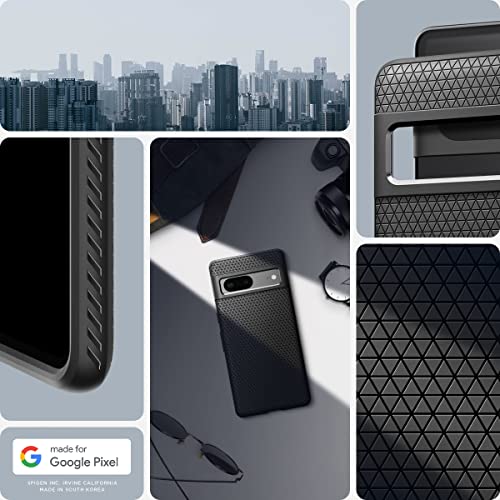 Spigen Liquid Air Pixel 7 Case (2022) - Matte Black, Anti-Slip, Geometric Design, Thermoplastic Polyurethane