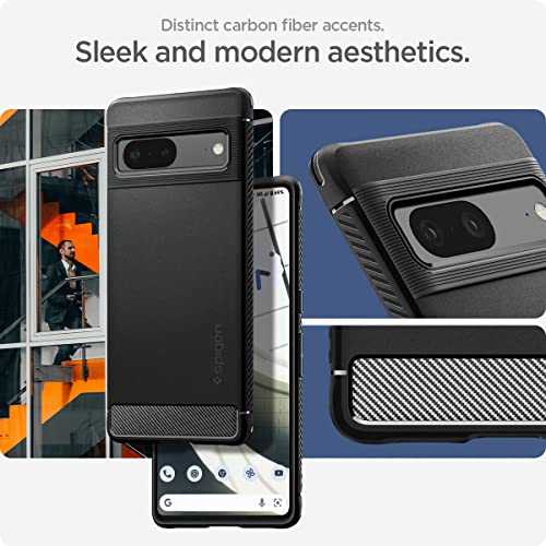 Spigen Rugged Armor Pixel 7 Case (2022) - Matte Black, Carbon Fiber, Shock-Absorbent