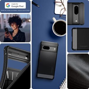 Spigen Rugged Armor Pixel 7 Case (2022) - Matte Black, Carbon Fiber, Shock-Absorbent