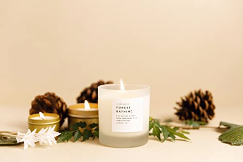 Slow North Forest Bathing Candle (8 oz) Scented with Essential Oils Soy Wax Candle, 100% Pure, Reusable Frosted Glass Tumbler with Cork Lid, Cotton Wick, Hand-poured in USA