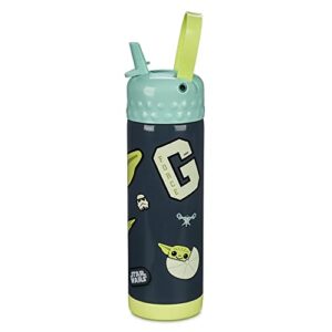 star wars grogu stainless steel water bottle with built-in straw