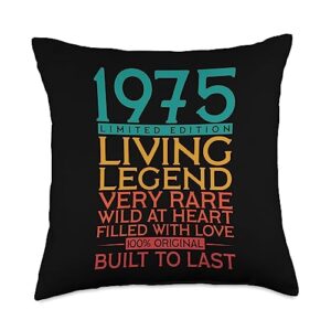 born in 1975 birthday gifts decoration very rar 47th birthday gift living legend 1975 throw pillow, 18x18, multicolor