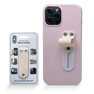 phone strap grip holder finger [kn flax] cell phone grip telescopic phone finger strap stand universal finger kickstand for most smartphones (pink)