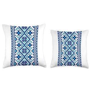 Ukrainian Embroidery Vyshyvanka Gift Apparel Ukrainian Embroidery Vyshyvanka Ethnic Throw Pillow, 16x16, Multicolor