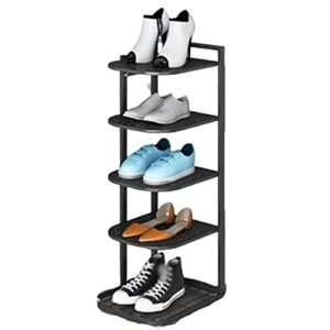 wmydnx shoe rack shoe rack 5 tiers vertical shoe shelf durable iron shoe tower entryway balcony flower stand bathroom shoe stand 9.4in durable (color : black)