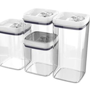 Deahun Better Homes & Gardens Canister Pack of 4 - Flip-Tite Large Square Food Storage Container Set