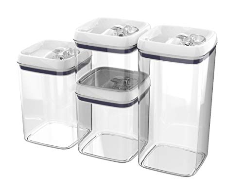 Deahun Better Homes & Gardens Canister Pack of 4 - Flip-Tite Large Square Food Storage Container Set