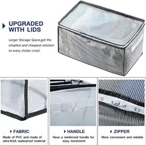 ZNNCO Wardrobe Clothes Organizer,7 Grids Foldable Visible Clothes Storage Organizer Clothes Drawer Mesh Storage Box for Jeans,T-shirt,Legging,Skirts (hGrey 2PCS)