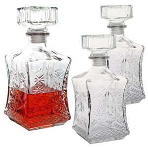 cadamada wine decanter, 25 oz glass decanter bottle, delicate decanter set-for tequila, brandy, scotch and vodka, gift giving, bar and party decoration (3pcs)