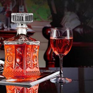 Cadamada Wine Decanter, 25 Oz Glass Decanter Bottle, Delicate Decanter Set-for Tequila, Brandy, Scotch and Vodka, Gift Giving, Bar and Party Decoration (3pcs)