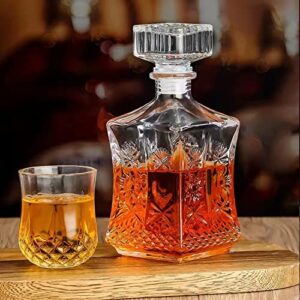 Cadamada Wine Decanter, 25 Oz Glass Decanter Bottle, Delicate Decanter Set-for Tequila, Brandy, Scotch and Vodka, Gift Giving, Bar and Party Decoration (3pcs)