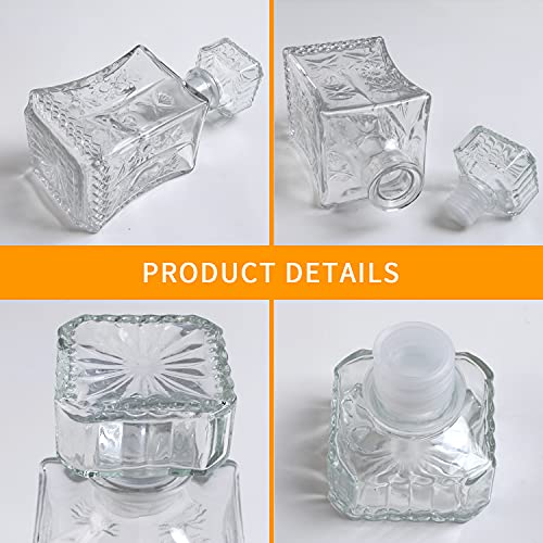 Cadamada Wine Decanter, 25 Oz Glass Decanter Bottle, Delicate Decanter Set-for Tequila, Brandy, Scotch and Vodka, Gift Giving, Bar and Party Decoration (3pcs)