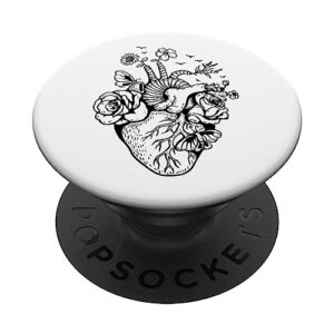heart anatomy flowers funny anatomical heart and human popsockets swappable popgrip