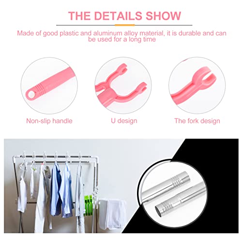 Zerodeko Closet Reacher Pole with Hook Clothing Hanger Shepherds Hook Long Reach Stick Garment Poles for Closet Shelf Ceiling